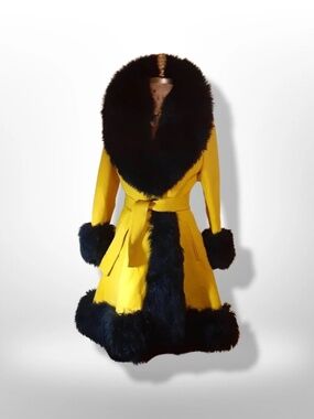 Lilli Ann Canary Yellow Wool Sheepskin Shearling Coat Penny Lane Afghan